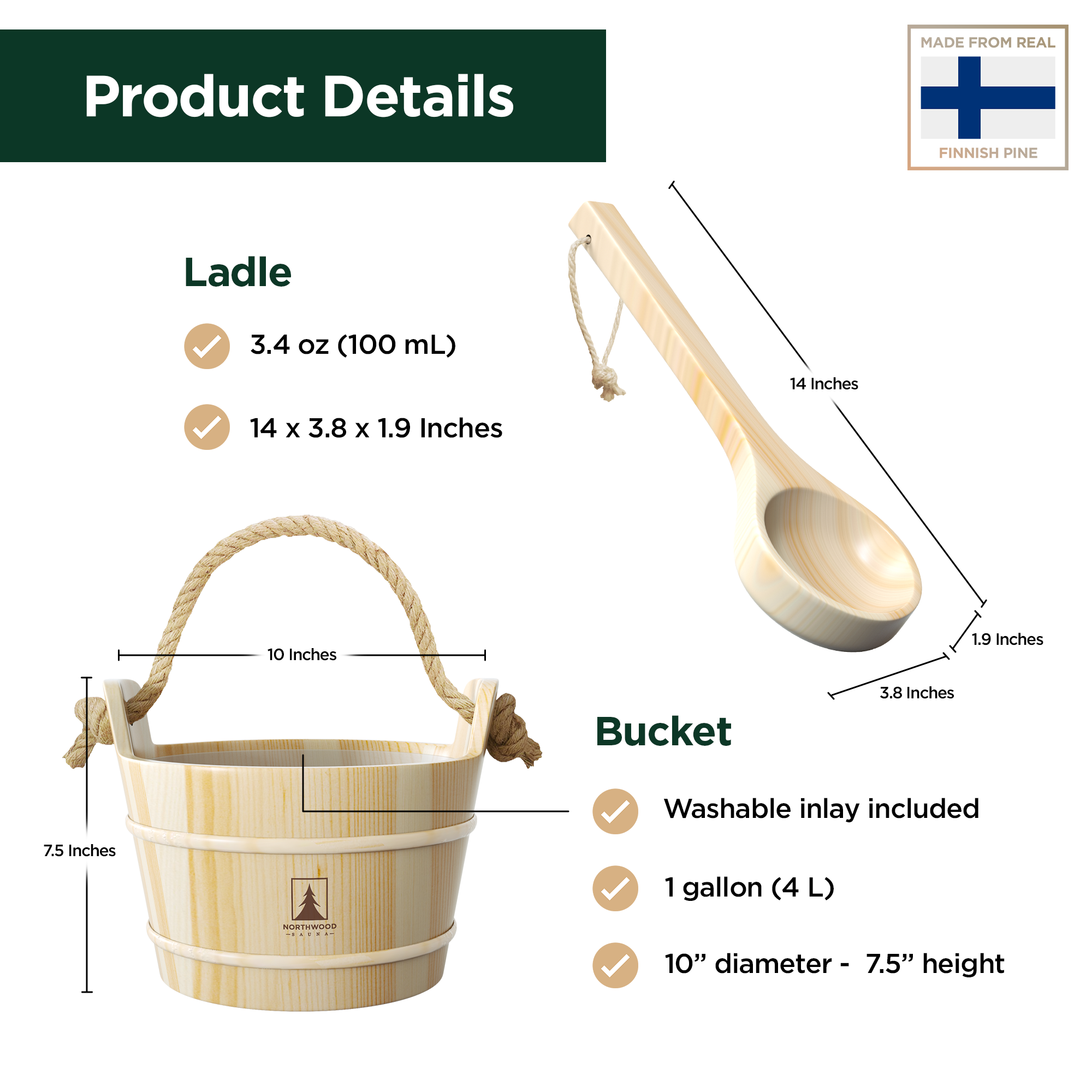 Sauna Bucket & Ladle Set