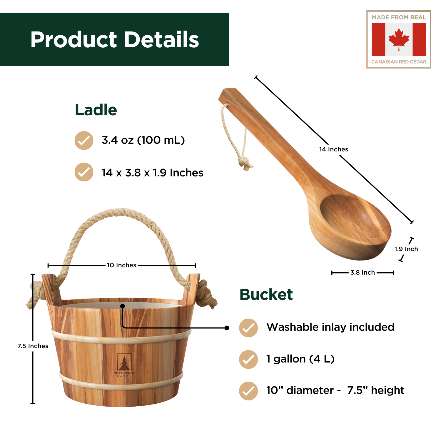 Sauna Bucket & Ladle Set