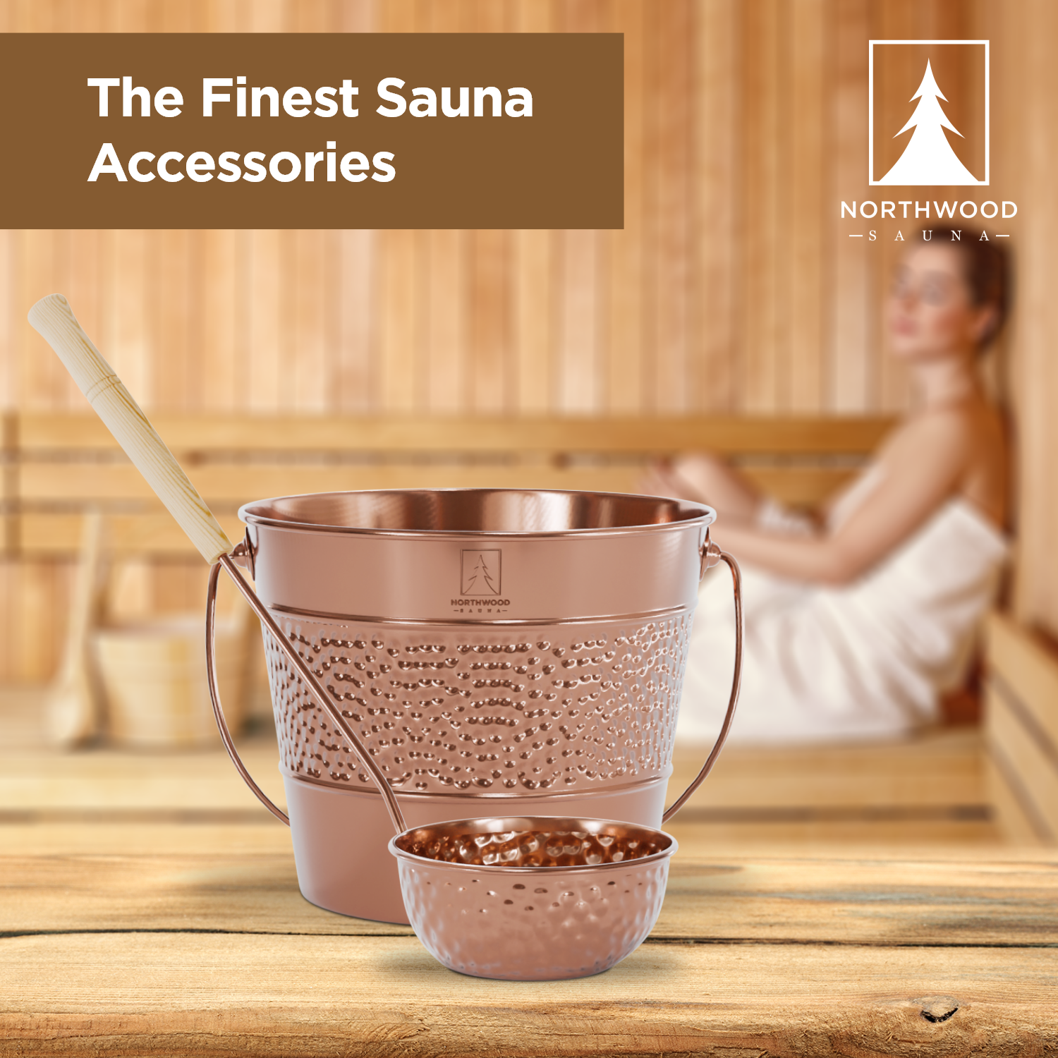 Sauna Bucket & Ladle Set (Copper)